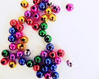 Metallic Beads, 6mm, Colourful, 100 pcs, Acrylic beads, Beautiful mixed colours, shiny beads