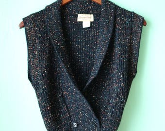 80s Black Speckled Sweater Vest