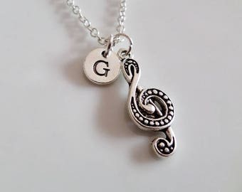 Music note necklace, Treble clef necklace, Music teacher gift, Musician necklace gift, Personalized necklace, singer gift, friendship gift