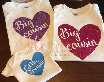 Little cousin - big cousin - Pregnancy announcement shirt - cousin - new baby - big cousin