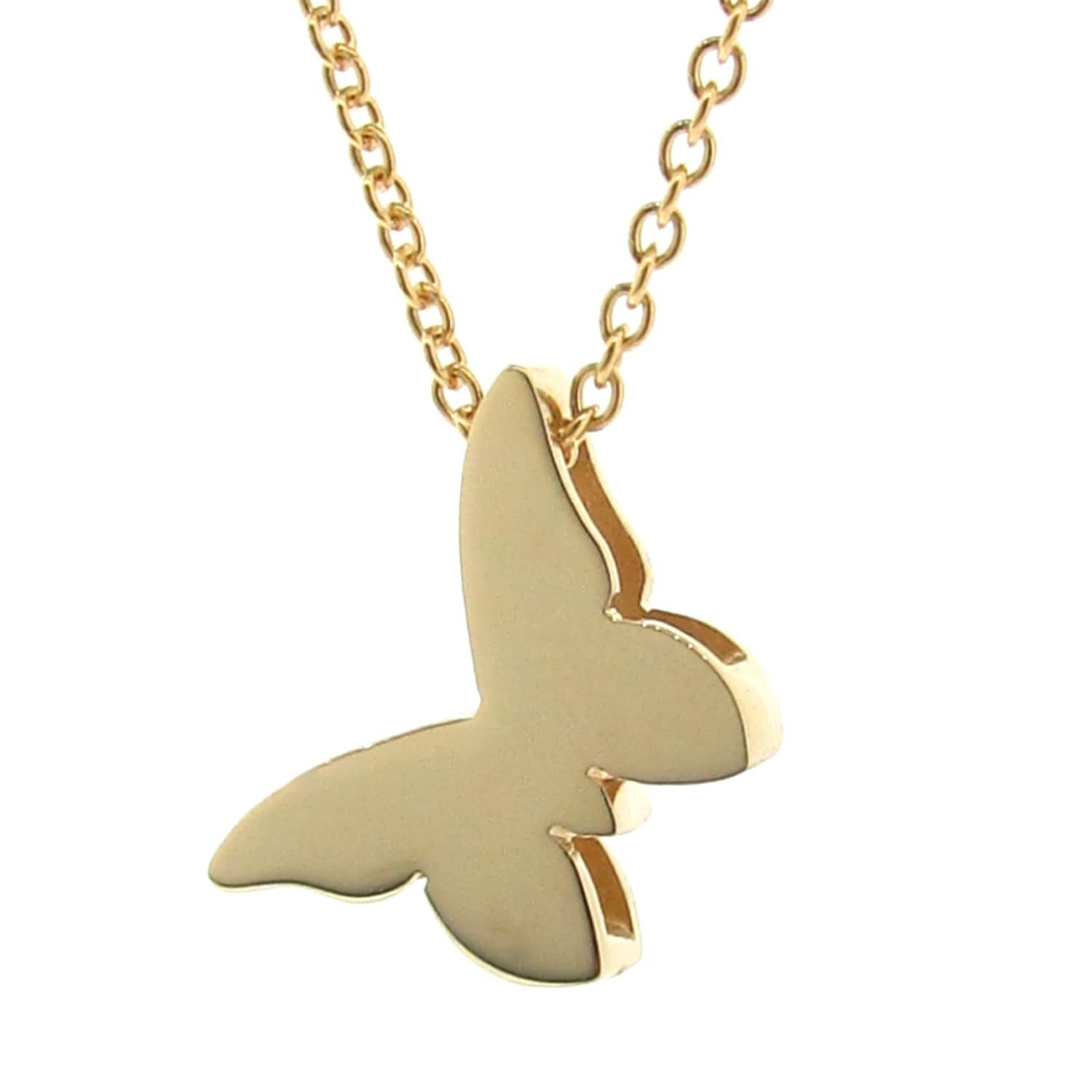 Yellow Gold Butterfly Necklace butterfly pendant 9ct solid