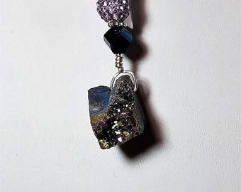 WP02 Blue and lavender druzy pendant for neck wires or chains