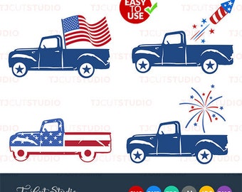 Truck svg, 4th of july svg, vintage truck , Files for Silhouette Cameo or Cricut, Commercial & Personal Use.