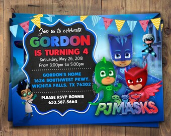 PJ Masks Invitation, PJ Masks Invitation, PJ Masks Party, Pj Masks Birthday Party, Pj Masks invite, Pj Masks Boy Invitations