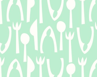 Sale! 1 yard Crabtastic Utensils Aqua Blend Fabrics 101.104.05.2 - no.925