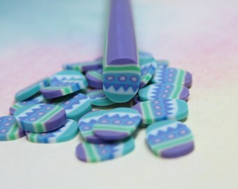 DIY Easter Egg polymer clay cane uncut blue 1pc decorated colored egg for miniature foods decoden and nail art supplies