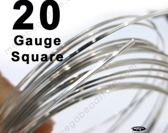 4 feet 20 Gauge Square Sterling Silver Wire Half Hard (HH)