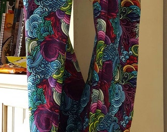Sea Swirl vibrant single wrap infinity knit scarf.