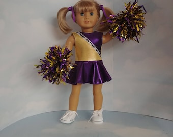 Purple and Gold Cheerleader 18 inch doll clothes