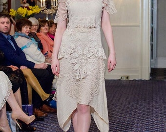 Cream lace wedding dress, lace bridal dress, vintage lace wedding dress, boho bridal dress, vintage lace bridal dress