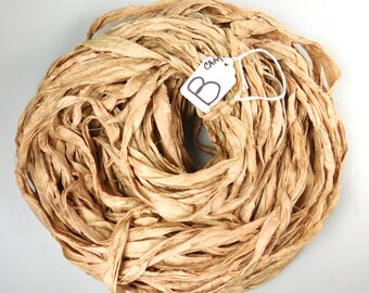 Sari silk Ribbon, Recycled Silk Sari Ribbon, Driftwood sari ribbon, Camel silk sari ribbon, weaving supply, knitting supply, jewelry supply