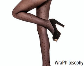 Polka Dot Cosmopolitan Semi Sheer Black Tights