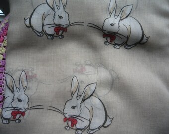Beautifully soft, large bunny rabbit scarf in beige and white