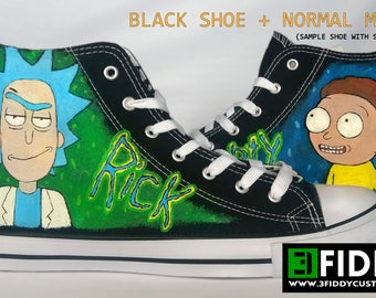 Hand painted Rick and Morty Sneakers Shoes Trainers - we tailor to your taste! Shoe Wizzards 3Fiddy.