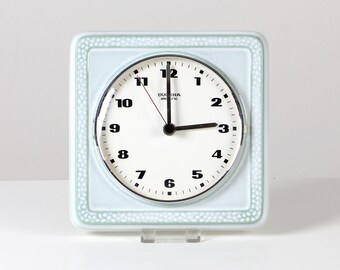 Vintage kitchen clock, mint green clock, German ceramic clock, mint kitchen clock, German Junghans clock