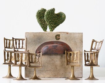 Vintage Miniature Chairs, Set of 8 Brass Chairs