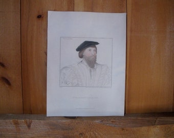 Antique Print c.1812 Holbien Beard Bearded Man