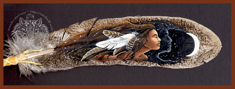 Native American Soul Mate Couple Feather Print
