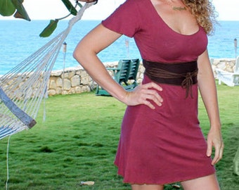 Organic Dresses - Faux obi belt dress made from Organic Bamboo and Cotton- Custom made for you