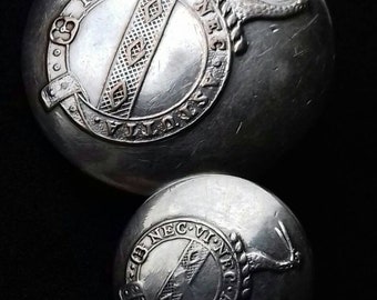 Rare Irish Livery Buttons to the Waring Family Made by Clancy & Co Dublin. Silver Plate the Large Button is 26.5mm Smaller 16mm.