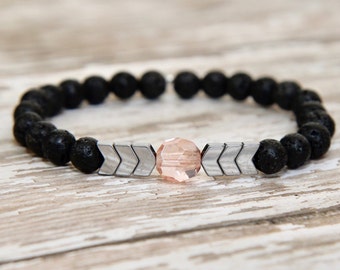 Essential Oil Bracelet, diffuser jewelry, aromatherapy, hematite bracelet, mala bracelet, gifts for her, yoga bracelet, diffuser bracelet