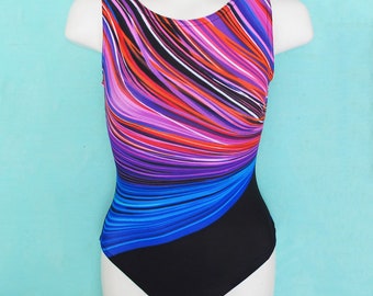 Gymnastics Leotard Swimsuit for Girls Child size 6 7 8 10 12 black pink blue Starburst New children's gym tank