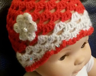 beanie baby girl red white flower