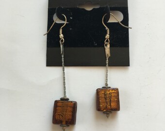 brown square drop earrings