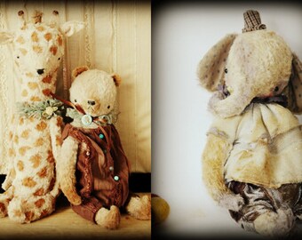 Super deal 3 PDF Epatterns patterns for 9 inch Vintage Style Panda Bear, Clown Elephant and 11 inch Giraffe by Sasha Pokrass
