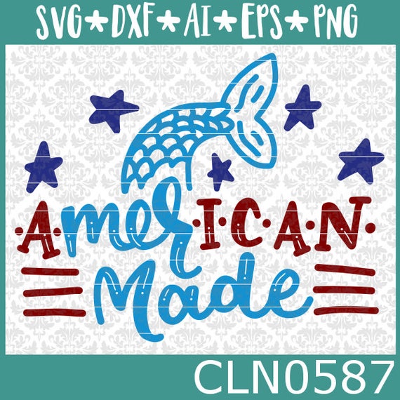 Download CLN0587 American Made Mermaid USA 4th Of July Memorial Swim