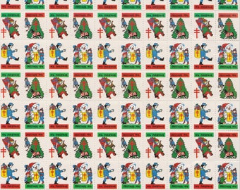 1974 Christmas Seals Issued by American Lung Association, Full sheet of 100 Seals, Vintage Ephemera
