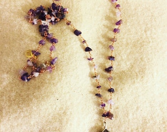 Amethyst Rosary Style Necklace