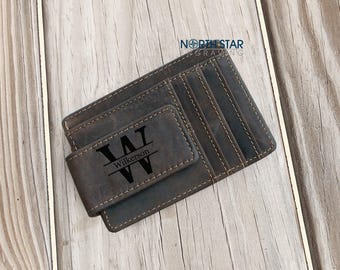 Cowhide Leather Money Clip,Personalized Leather Money Clip Wallet,Leather Money Clip,Personalized Money Clip,Credit Card Wallet,Personalized