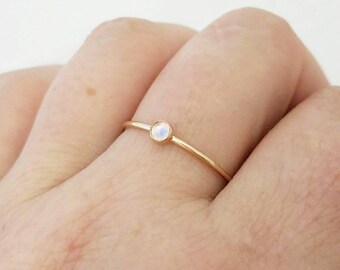 Gold Rainbow Moonstone Ring