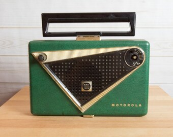 Vintage Green Motorola Portable Tube Radio, 1950s