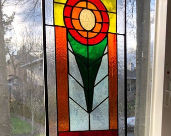 Handmade Stained Glass Flower Panel