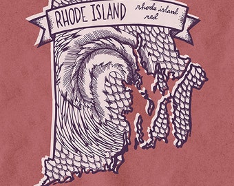Rhode Island State Bird Print- Rhode Island Red, 8x10 inches.