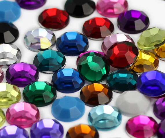 Assorted Colors Acrylic Rhinestones High Quality Flat Back Round