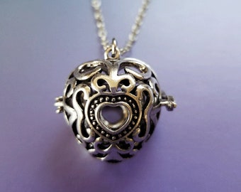 Heart Locket Aromatherapy Essential Oil - Bola Ball / Angel Caller Necklace