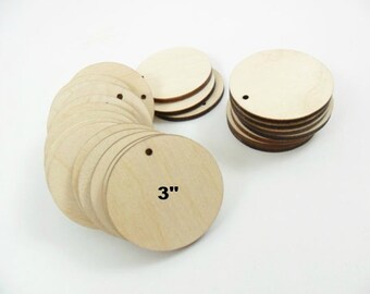 Wood Circle Earring Blanks Pendant 3" (7.6cm) x 1/8" (.3cm) Thick Laser Cut Wood Shapes - 12 Pieces