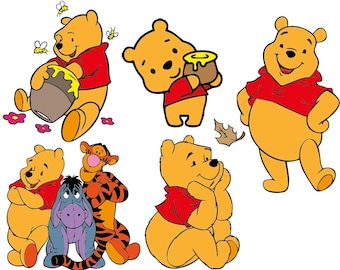 Winnie The Pooh - Cutting Files and Clipart Svg Png Eps Jpg Dxf Digital Graphic Design Instant Download Commercial Use