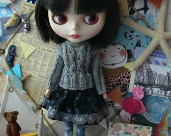 Grey and dark grey Blythe doll stockings