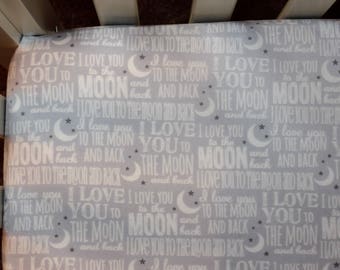I Love You To The Moon And Back Crib Bedding. Baby Bedding. Neutral Nursery Bedding