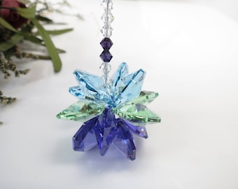 Swarovski Starbrust Suncatcher, Aquamarine, Peridot, Purple Suncatcher, Crystal Suncatcher Ornament, Car Suncatcher, Keira Crystal Creations