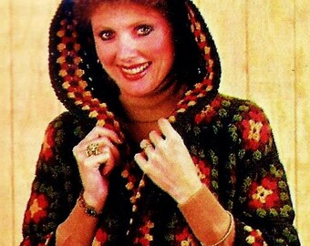 Granny Square Hooded Jacket Vintage Crochet Pattern Download