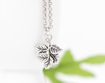Silver Leaf Necklace - Leaf Charm - Sterling Silver Chain - Woodland Jewelry - Woodland Necklace - Leaf Jewelry - Gift For Her