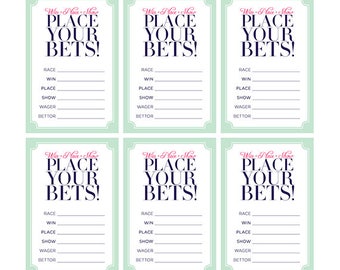 INSTANT DOWNLOAD Printable Kentucky Derby Place Your Bets