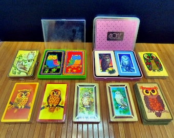 Vintage owl playing cards-old card lot