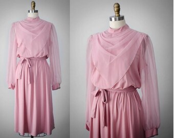 RTM Chiffon Overlay Dress in Dusty Pink 12145 main image 0