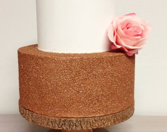 Two tier glitter fake cake. Wedding or bridal shower cake. Faux copper glitter cake. 9" and 6" fake cake.